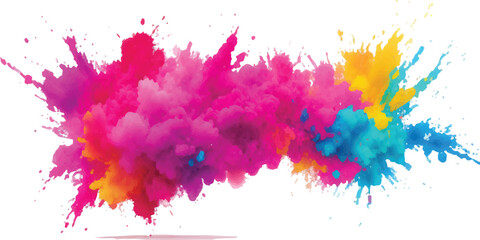 Colorful powder explosion vibrant holi paint splash on white background abstract vector illustration