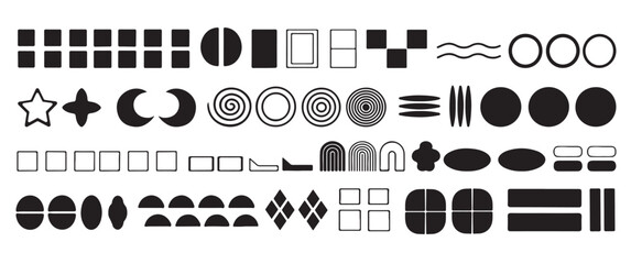 Geometric shapes and patterns on vector icon set