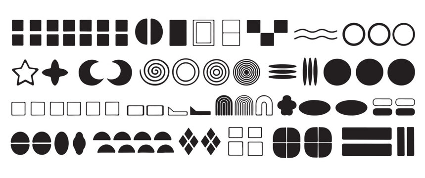 Geometric shapes and patterns on vector icon set