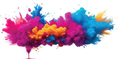 Colorful explosion of powder coming from a wine glass vibrant abstract illustration for creative design projects isolated on white background