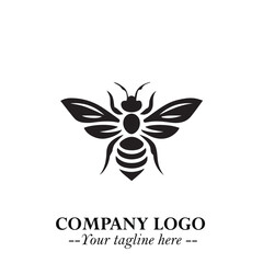 Stylish Bee Logo Symbol in Black on White Background with Minimalist and Modern Elegant Design
