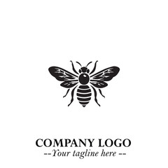 Stylish Bee Logo Symbol in Black on White Background with Minimalist and Modern Elegant Design
