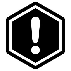 White Exclamation Mark in Black and White Hexagon Sign