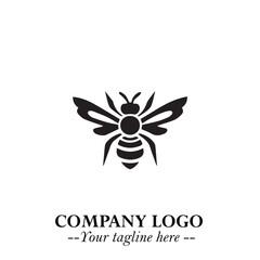 Stylish Bee Logo Symbol in Black on White Background with Minimalist and Modern Elegant Design
