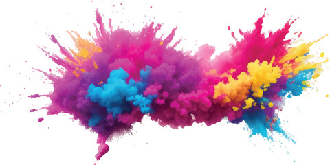 Colorful powder explosion vibrant holi festival celebration abstract design element for posters and backgrounds