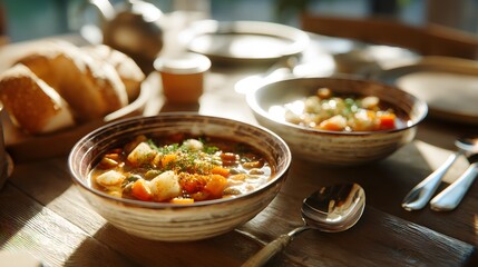 Moroccan harira soup serving for ramadan iftar meal