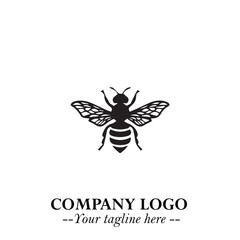 Stylish Bee Logo Symbol in Black on White Background with Minimalist and Modern Elegant Design
