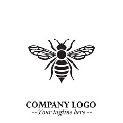 Stylish Bee Logo Symbol in Black on White Background with Minimalist and Modern Elegant Design
