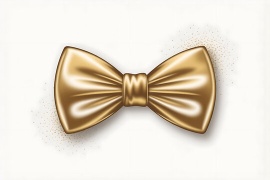 Elegant gold bow tie, detailed design, shimmering texture, symbol of sophistication and style.