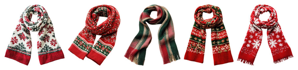 PNG Colorful winter scarves collection, element set on transparent background