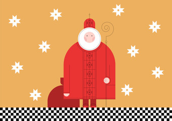 Illustration of the Saint Nicholas character in the geometric style