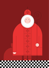 Illustration of the Saint Nicholas character in the geometric style