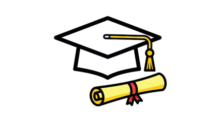 Graduation cap and diploma illustration symbolizing academic achievement