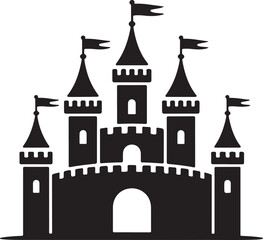 Obraz premium Castle Silhouette Icon Fantasy Architecture Kingdom Fortress Building Structure