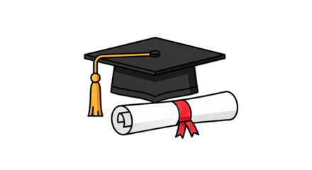 Graduation cap and diploma symbolizing achievement and education success