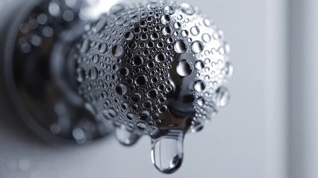 湿気の中で金属ドアノブに生まれる水滴