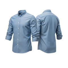 Elegant light blue button down dress shirt shown from front and back, perfect for professional and casual wear.