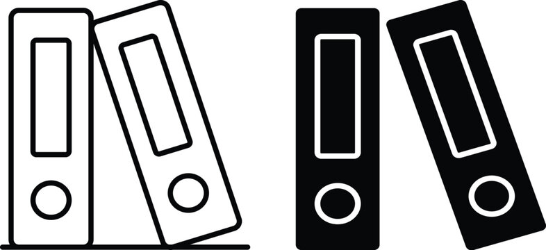 (Editable) Adobe Illustrator Artwork, Premium Quality Line Art and Silhouette (Pack) - Binder four ring binders, two with in Two Styles, outline and solid black.