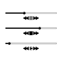 Media player playback panel interface templates. In black colors. Vector illustration.