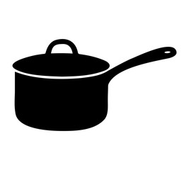 Lidded saucepan silhouette, kitchen cookware cooking pot