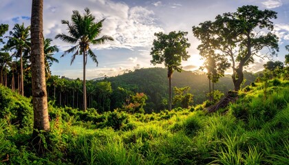 Obraz premium banner background of tropical forest landscape scene