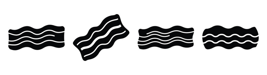bacon minimal flat icon set, black color and white background