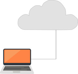 Laptop connected to cloud storage system