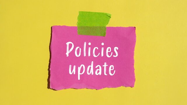 Policies update message writing on ripped torn paper background