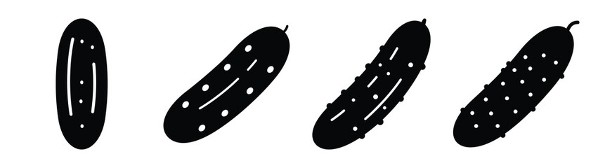 cucumber minimal flat icon set, black color and white background