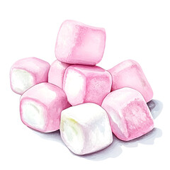 soft pink marshmallow candy pile isolated png transparent backgrounf