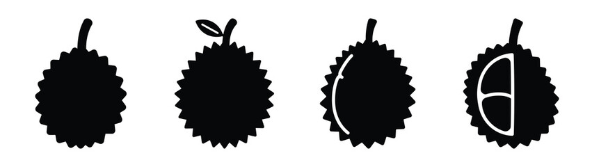 durian minimal flat icon set, black color and white background