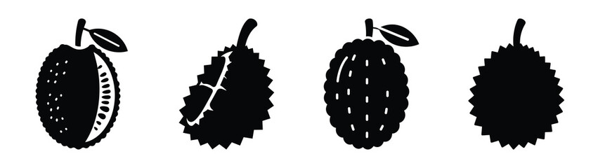 jackfruit minimal flat icon set, black color and white background