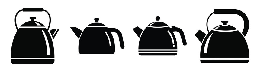 kettle minimal flat icon set, black color and white background