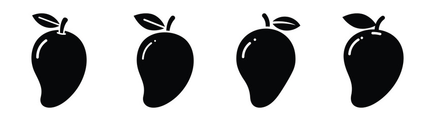 mango minimal flat icon set, black color and white background