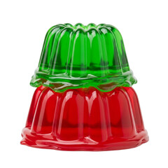 Stacked Red and Green Gelatin Desserts isolated on a transparent background