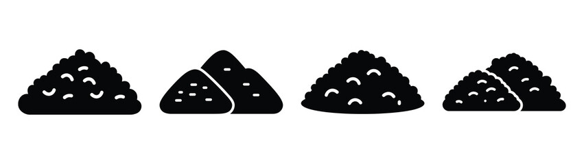 oatmeal minimal flat icon set, black color and white background