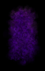 Vertical vibrant violet smoke column with soft edges isolated on transparent background realistic glowing mist effect
