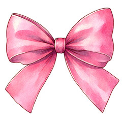 watercolor pink ribbon bow isolated png transparent backgrounf