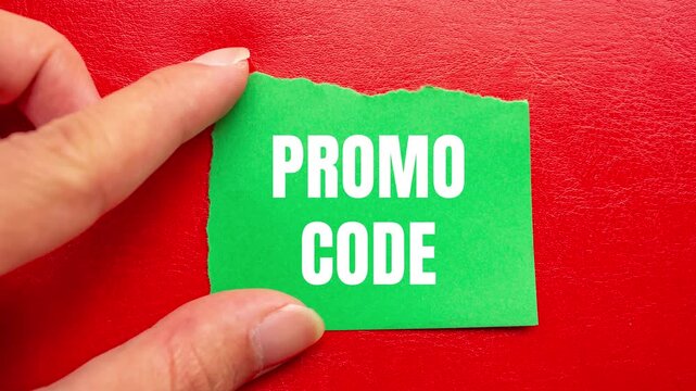 Promo Code message written on ripped torn paper background