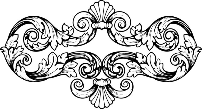 Elegant vintage ornamental scrollwork design for luxurious invitations, wedding decor, and sophisticated branding projects.