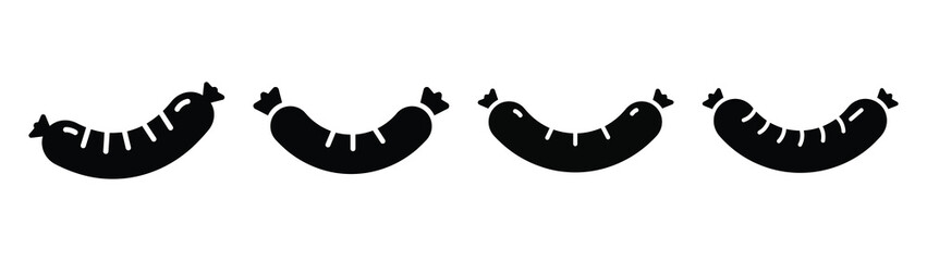 sausage minimal flat icon set, black color and white background