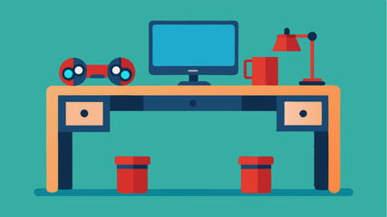 Fototapeta premium A dualpurpose desk that transitions between work and leisure with a design that incorporates a hidden gaming console.