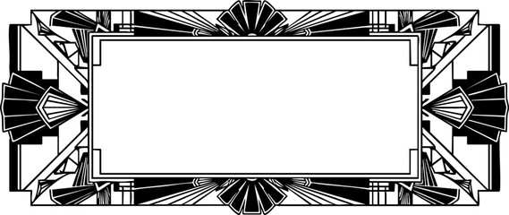 Elegant Art Deco border design with geometric patterns and a central blank space for text or images, perfect for invitations and branding