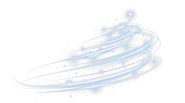 Abstract blue and white swirl design with sparkling stars, creating a magical atmosphere, ideal for festive themes and holiday celebrations with copy space