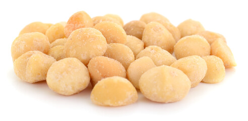Roasted nuts isolated on white background