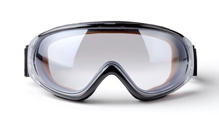 Detailed Studio Photo of Ski Goggles With Reflective Lenses and Black Strap on a Clean White Background