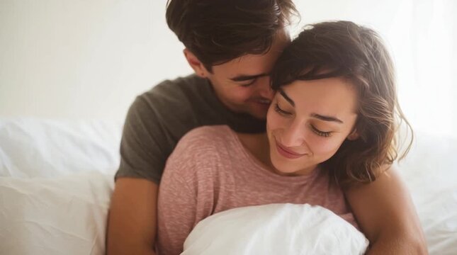 Shy monogamous couple enjoys each other. A girl is in mood