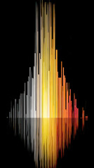 Obraz premium Abstract Digital Equalizer Bar Graph Display with Fire Gradient Reflected on Black Surface