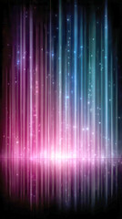 Vibrant Pink and Blue Vertical Light Streaks with Reflection and Bokeh Sparkles on Dark Background