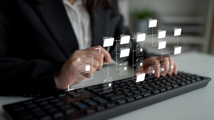 Digital file structure showing folder organization, file hierarchy, and document arrangement. File structure supports management, improves access, and file structure enhances clarity. Latch